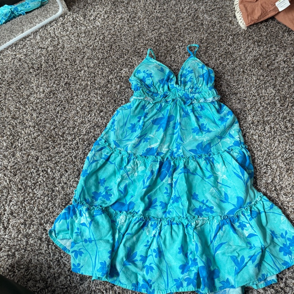 No Boundaries Blue Floral Mini Dress